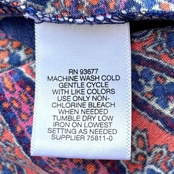 Liz Claiborne Womens Medium Paisley Heritage Tunic Blouse Quarter Sleeve - Picture 13 of 13